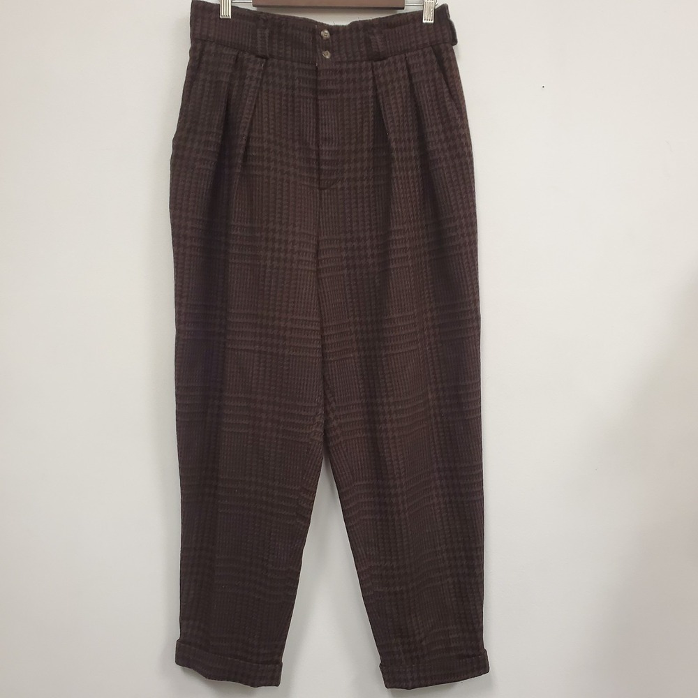 Vintage Gap Womens Wool Academia Old Money Houndstooth Pants Size‎ 15/16 Tapered